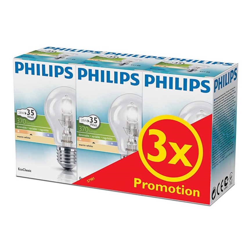 SADA 3x Stmívatelná průmyslová žárovka Philips E27/28W/230V 2800K