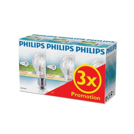 SADA 3x Stmívatelná průmyslová žárovka Philips E27/70W/230V 2800K