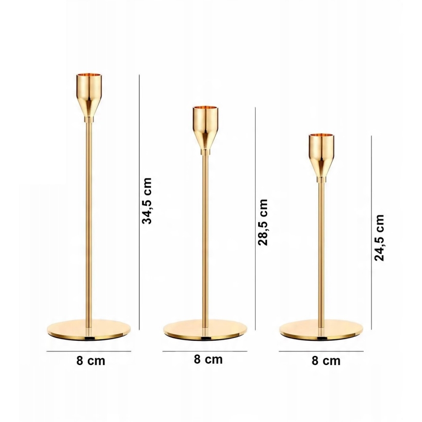 SADA 3x Svícen zlatá