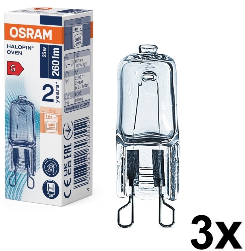 SADA 3x Žárovka do trouby HALOPIN G9/25W/230V 2700K - Osram