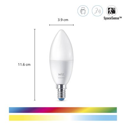 SADA 3x LED RGBW Stmívatelná žárovka C37 E14/4,9W/230V 2200-6500K CRI 90 Wi-Fi - WiZ