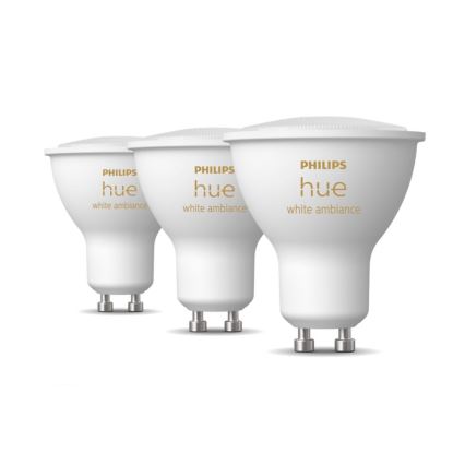 SADA 3xLED Stmívatelná žárovka Philips Hue WHITE AMBIANCE GU10/4,3W/230V 2200-6500K