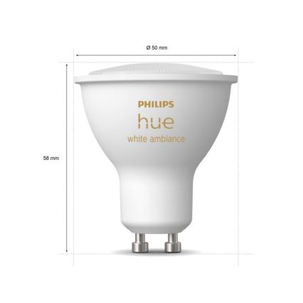 SADA 3xLED Stmívatelná žárovka Philips Hue WHITE AMBIANCE GU10/4,3W/230V 2200-6500K