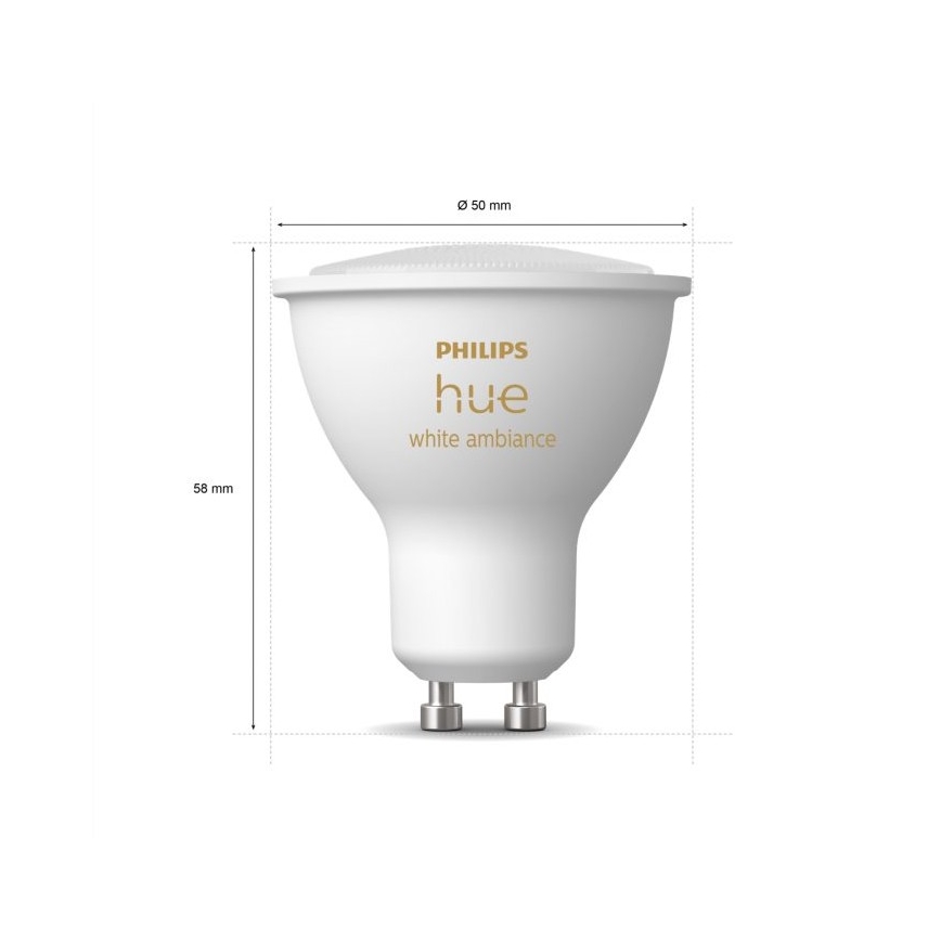 SADA 3xLED Stmívatelná žárovka Philips Hue WHITE AMBIANCE GU10/4,3W/230V 2200-6500K