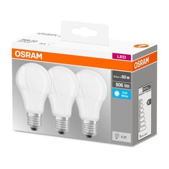 SADA 3xLED Žárovka E27/8,5W/230V 4000K - Osram