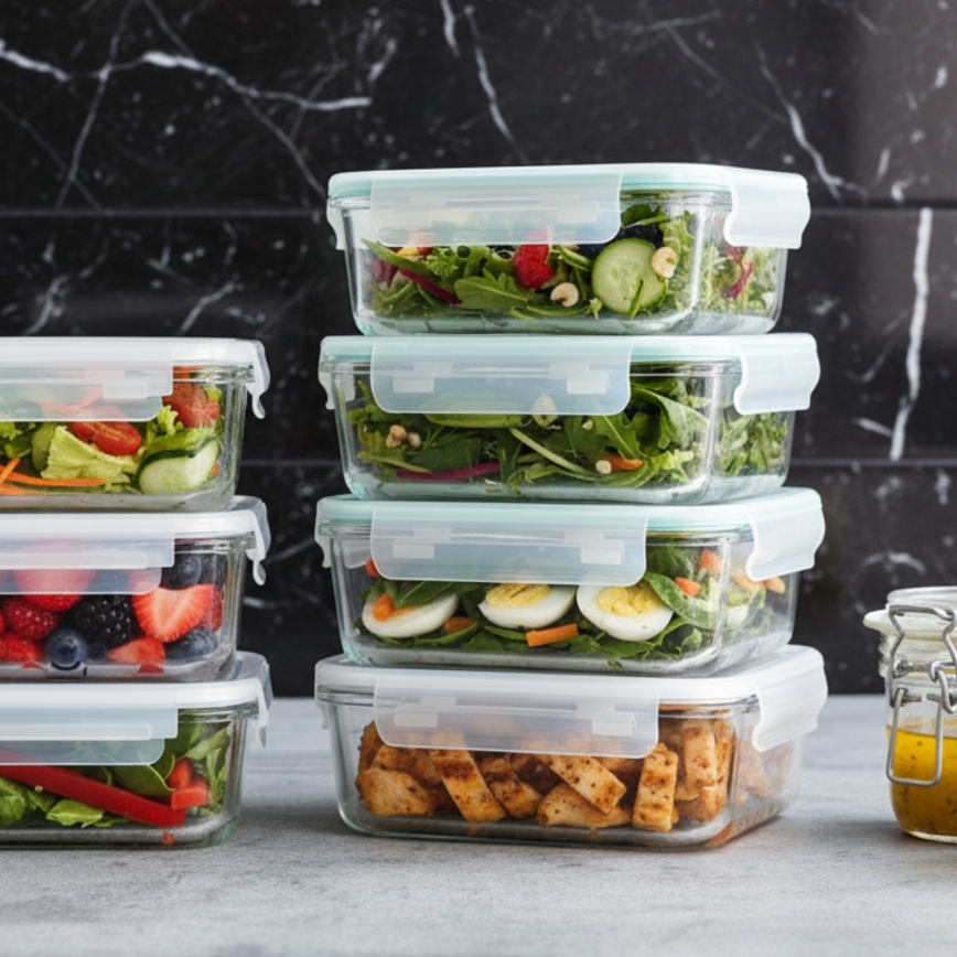 SADA 4x Dóza na potraviny čirá/mintová