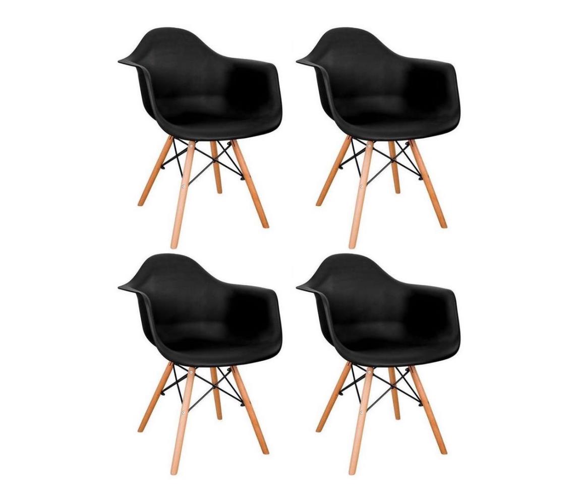 Konsimo Sp. z o.o. Sp. k. SADA 4x Jídelní židle NEREA 81x61 cm černá/buk KO0161