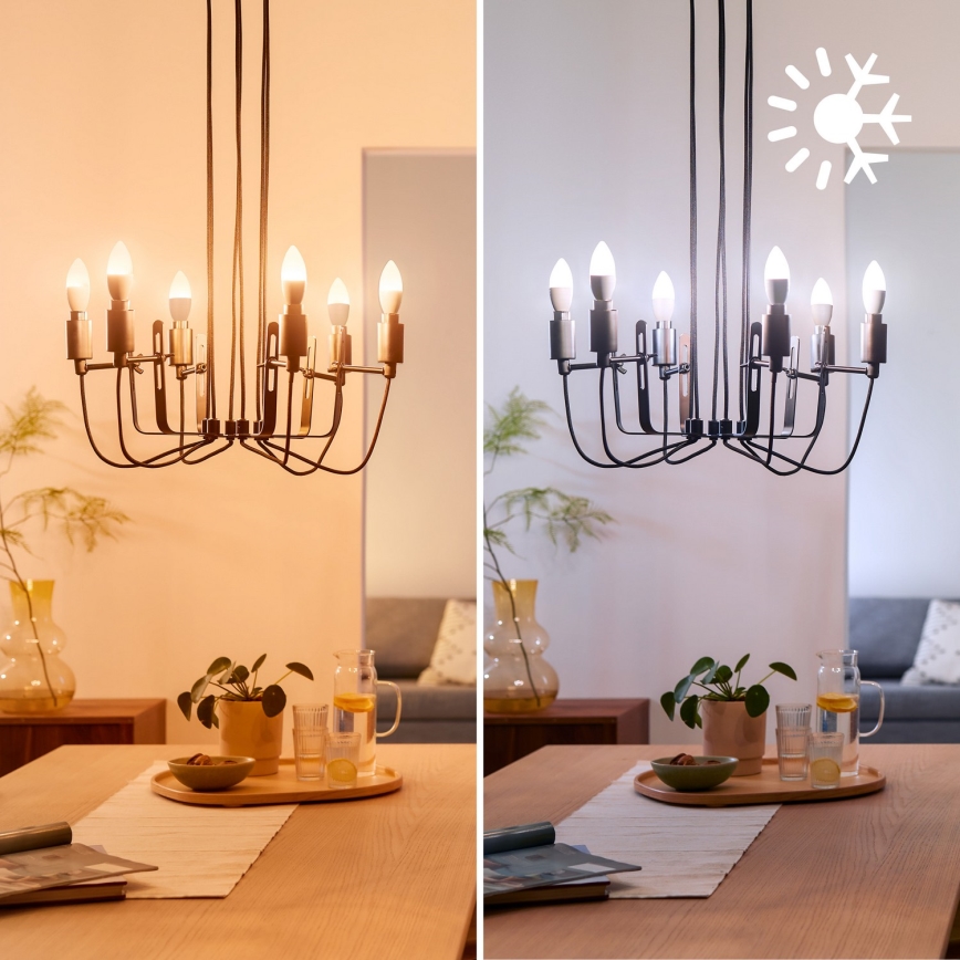 SADA 4x LED RGB Stmívatelná žárovka Philips SMART C37 E14/4,9W/230V 2200-6500K