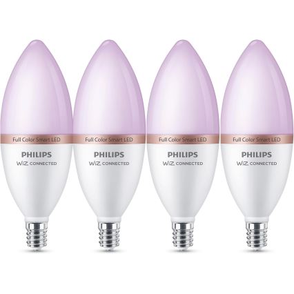 SADA 4x LED RGB Stmívatelná žárovka Philips SMART C37 E14/4,9W/230V 2200-6500K