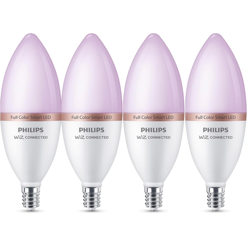 SADA 4x LED RGB Stmívatelná žárovka Philips SMART C37 E14/4,9W/230V 2200-6500K