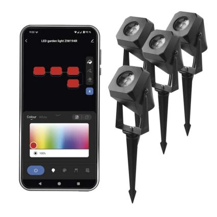 SADA 4x LED RGBIC Stmívatelná venkovní lampa LED/7W/230V 3000-6500K IP65 Wi-Fi Tuya