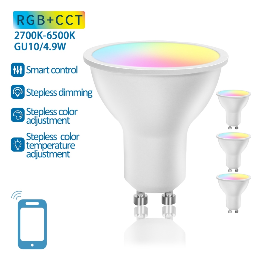 SADA 4x LED RGBW Žárovka Smart GU10/4,9W/230V 2700-6500K - Aigostar