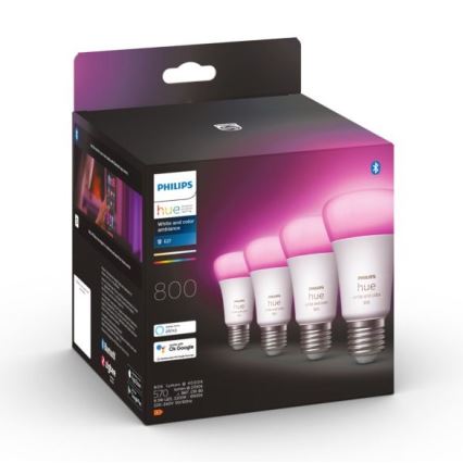 SADA 4x LED Stmívatelná žárovka Philips Hue White And Color Ambiance E27/6,5W/230V 2000-6500K