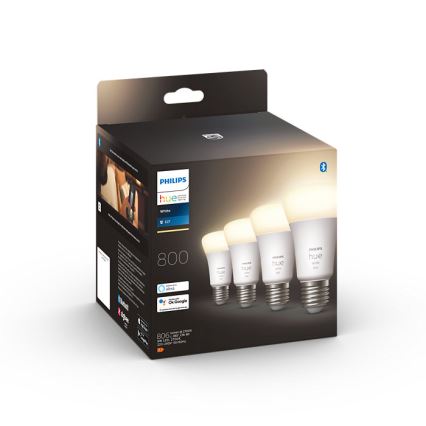 SADA 4x LED Stmívatelná žárovka Philips Hue WHITE A60 E27/9W/230V 2700K