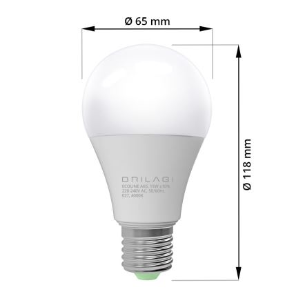 SADA 4x LED Žárovka ECOLINE A65 E27/15W/230V 4000K - Brilagi