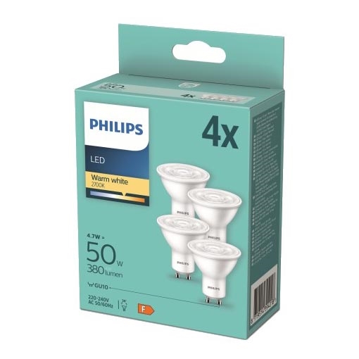 SADA 4x LED Žárovka Philips GU10/4,7W/230V 2700K