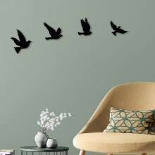 SADA 4x Nástěnná dekorace ptáci kov