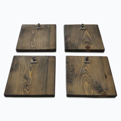 SADA 4x Nástěnný držák na fotky 14x14 cm hnědá