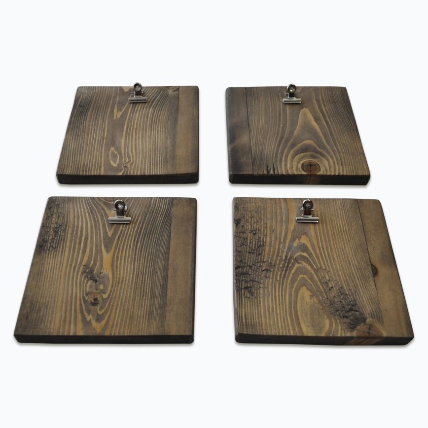 SADA 4x Nástěnný držák na fotky 14x14 cm hnědá