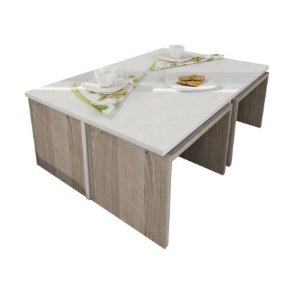 SADA 4x Odkládací stolek CHEST 29x41 cm + konferenční stolek 32x90 cm