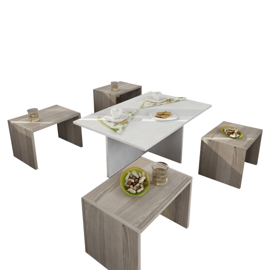 SADA 4x Odkládací stolek CHEST 29x41 cm + konferenční stolek 32x90 cm