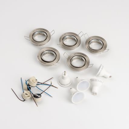 SADA 5x Koupelnové podhledové svítidlo 1xGU10/4W/230V IP23 matný chrom