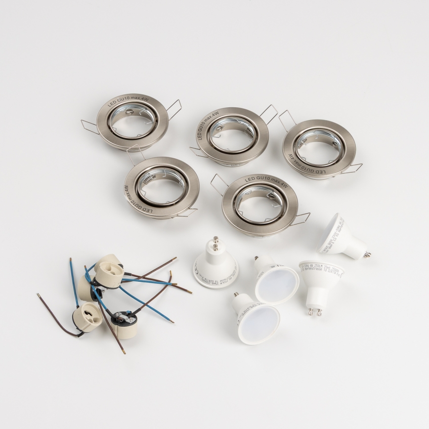 SADA 5x Koupelnové podhledové svítidlo 1xGU10/4W/230V IP23 matný chrom