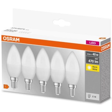 SADA 5x LED Žárovka BASE B40 E14/4,9W/230V 2700K - Osram
