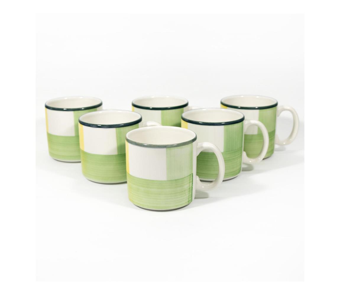 Výrobce po 1 ks Sada 6x keramický hrnek Laura bílá zelená KK11776
