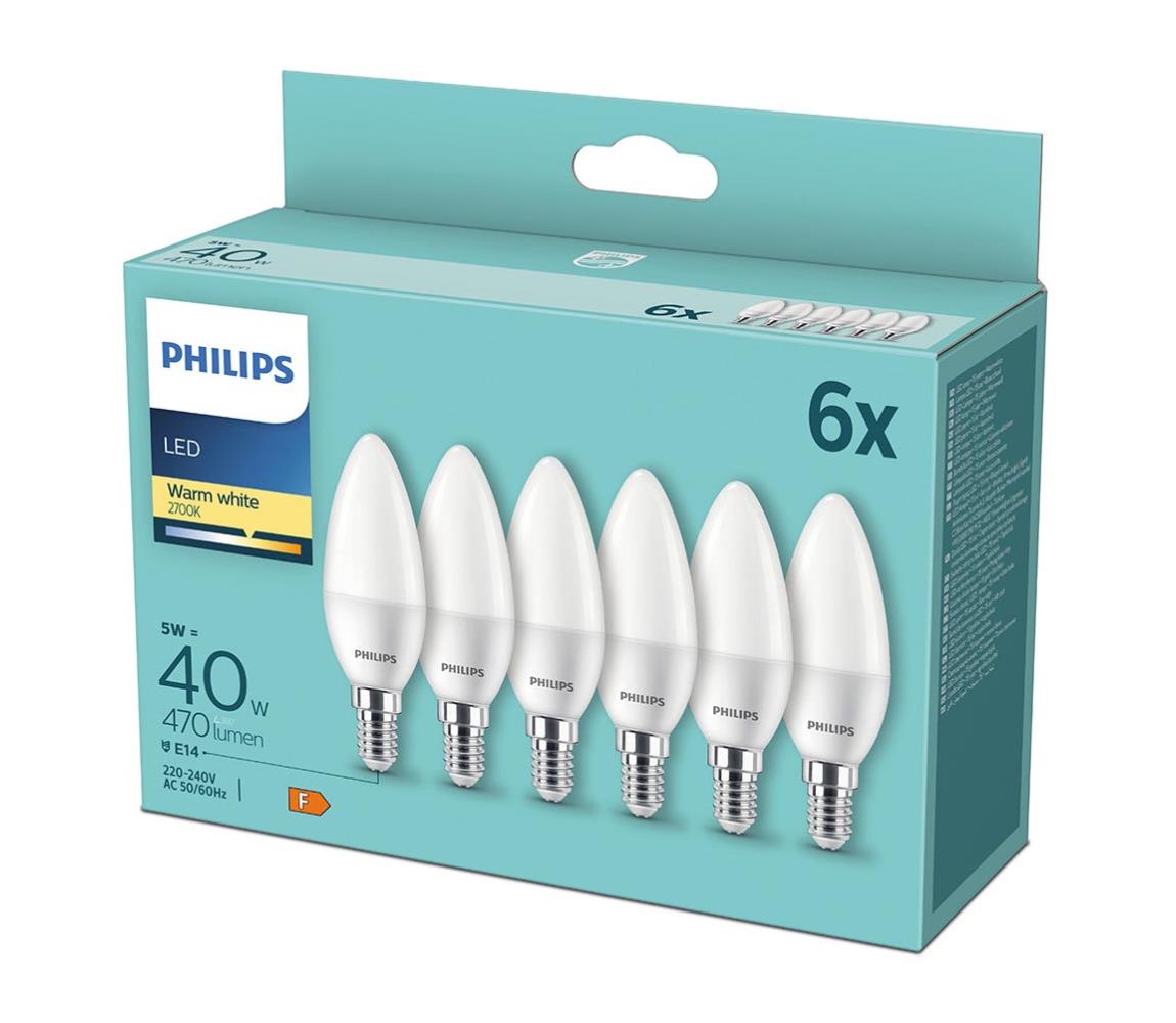 Philips SADA 6x LED Žárovka Philips B35 E14/5W/230V 2700K P4404