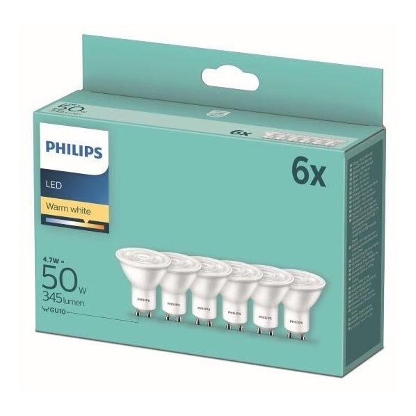 SADA 6x LED Žárovka Philips GU10/4,7W/230V 2700K