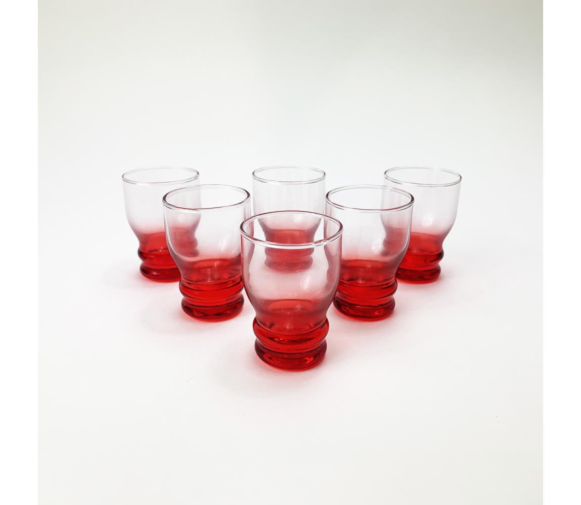 Výrobce po 1 ks Sada 6x sklenice na likér čirá červená KK01079B