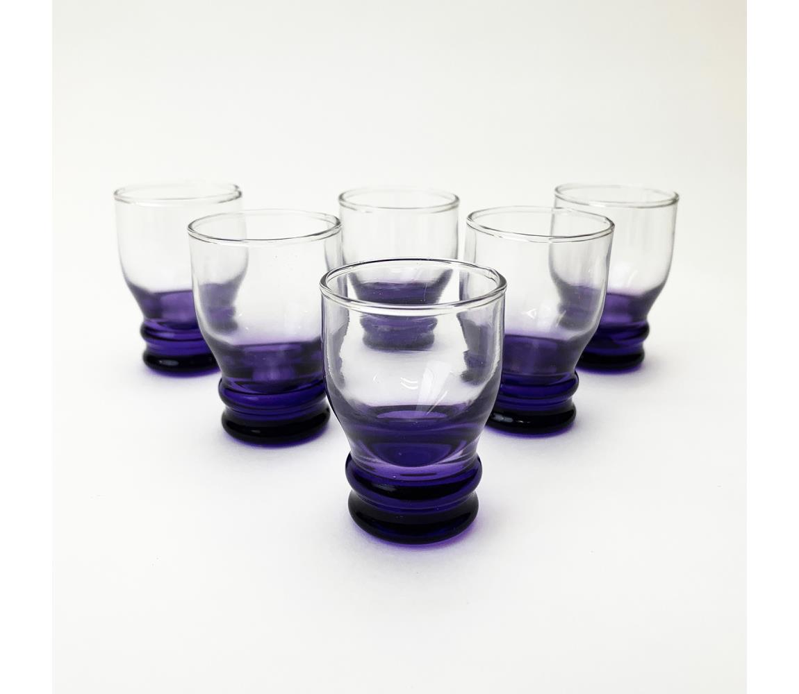 Výrobce po 1 ks Sada 6x sklenice na likér čirá modrá KK01079