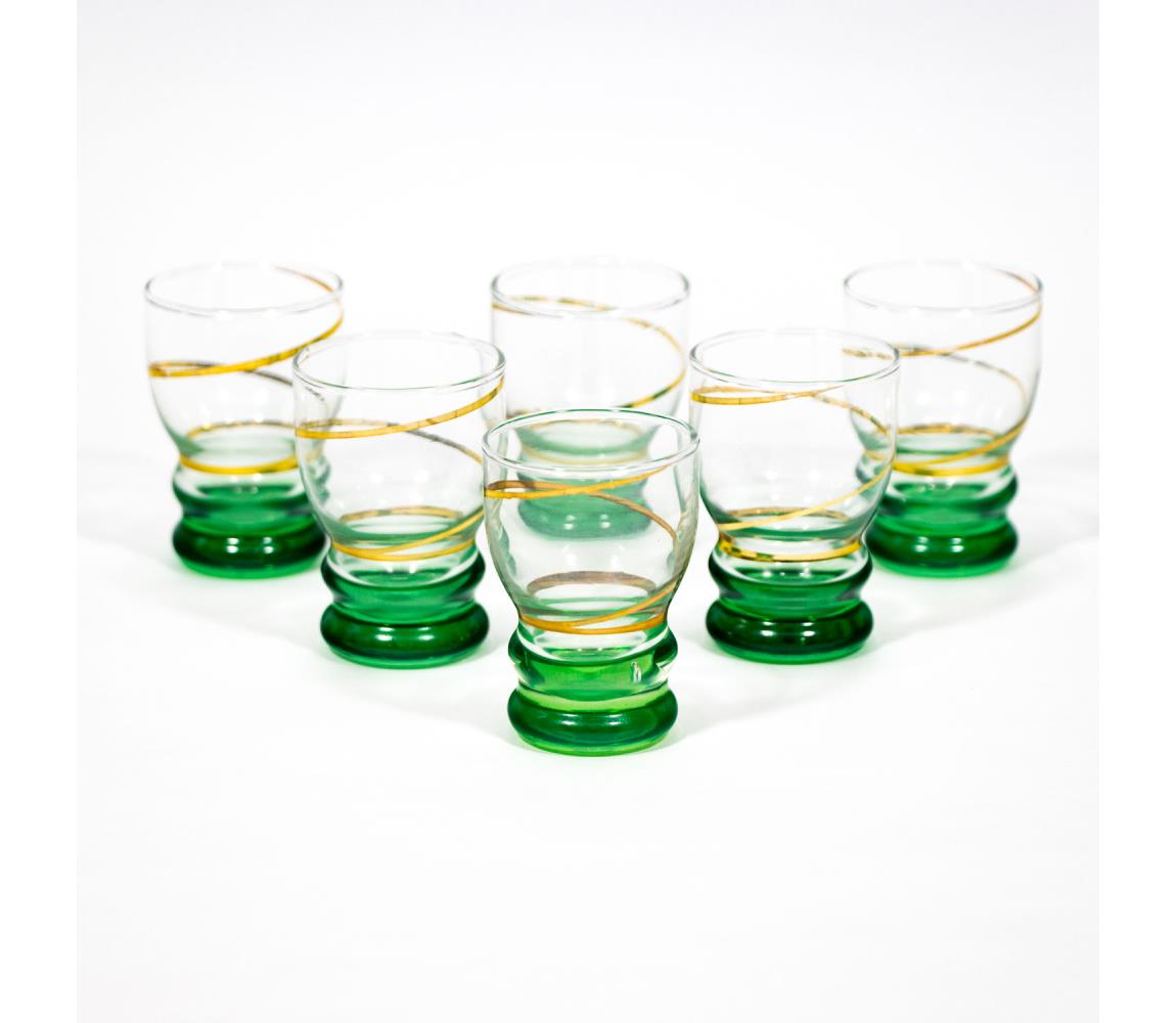 Výrobce po 1 ks Sada 6x sklenice na panáky čirá zelená KK0023