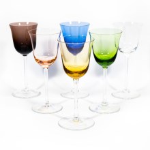 Sada 6x sklenice na víno 70 ml čirá s různě barevným nádechem