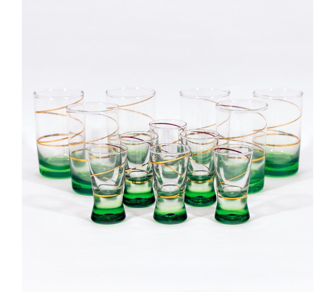 Výrobce po 1 ks Sada 6x větší sklenice a 6x menší sklenice na panáky zelená KK08035