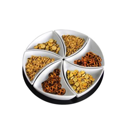 Sada misek s podnosem TORO 6 ks keramika/dřevo