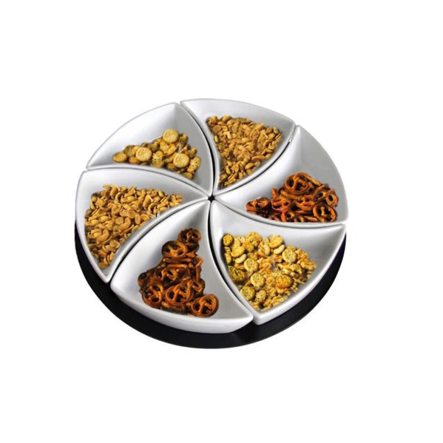 Sada misek s podnosem TORO 6 ks keramika/dřevo