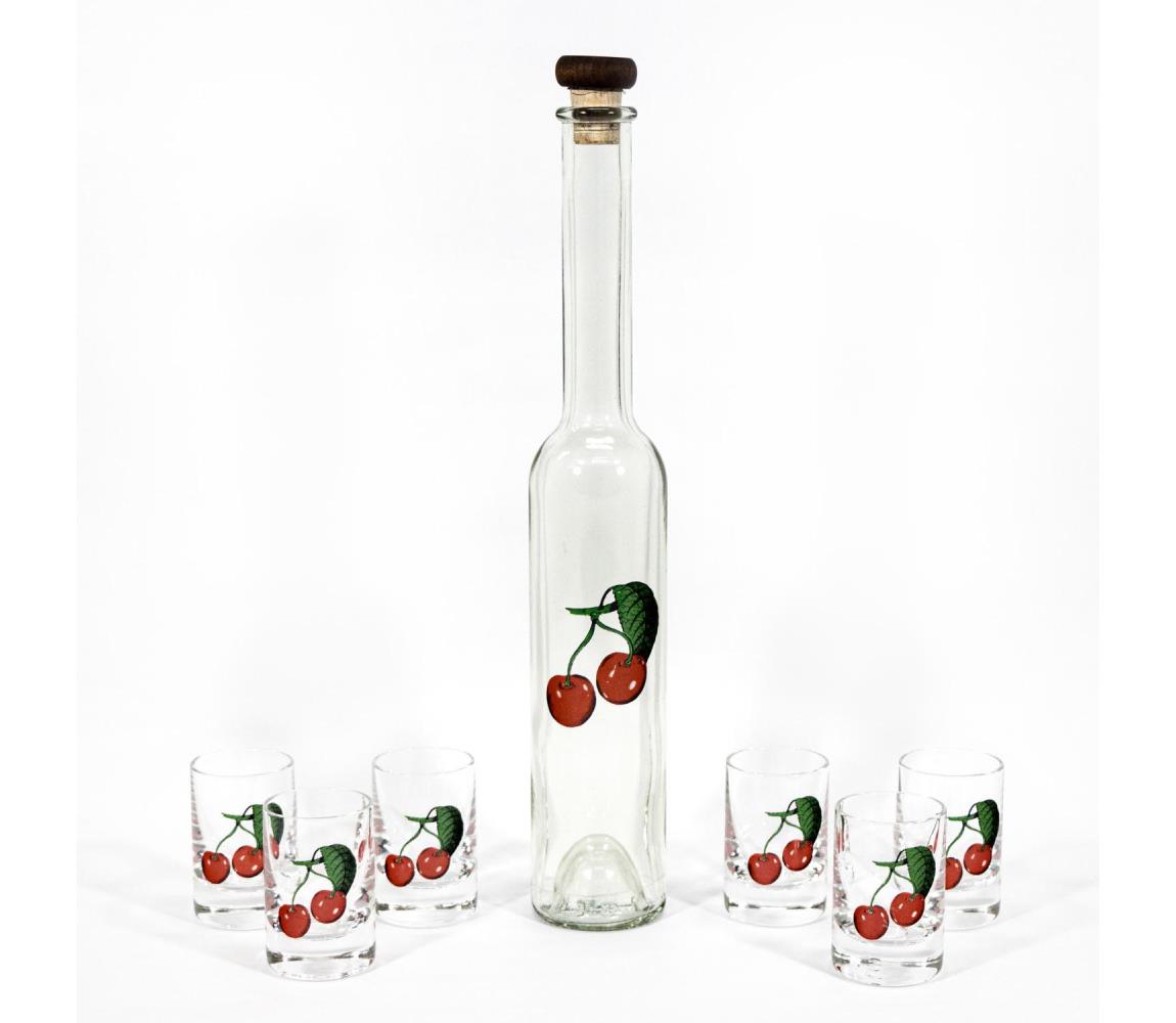 Výrobce po 1 ks Sada Platin 1x skleněná láhev a 6x sklenice na panáky čirá KK00140