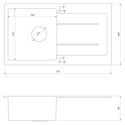 Samona - Kuchyňský dřez SAMONA 77x44 cm granit/černá