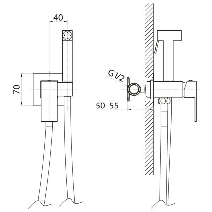 Sapho - Bidetová baterie se sprškou pro podomítk instalaci CUBEMIX matná zlatá