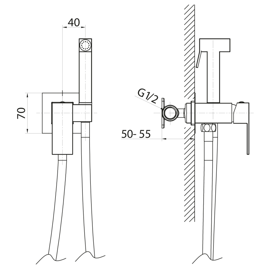 Sapho - Bidetová baterie se sprškou pro podomítk instalaci CUBEMIX matná zlatá