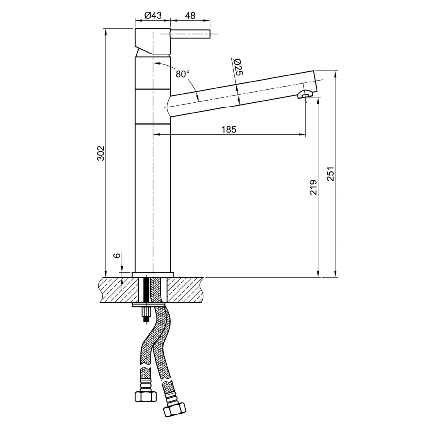 Sapho - Dřezová baterie MINIMAL 30 cm nerez