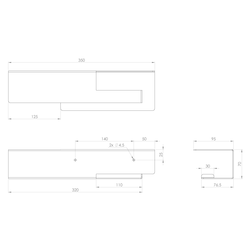 Sapho - Držák toaletního papíru s poličkou 9,5x35 cm matná černá