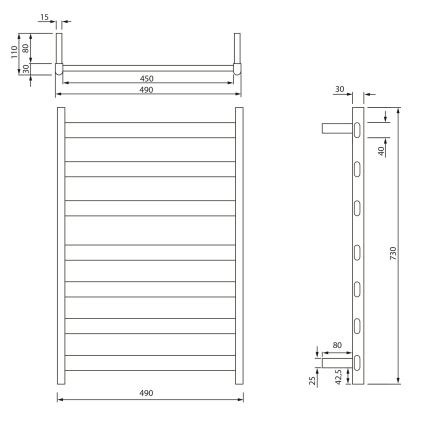Sapho - Elektrický sušák na ručníky ELIAS 105W 73x49 cm matná bílá