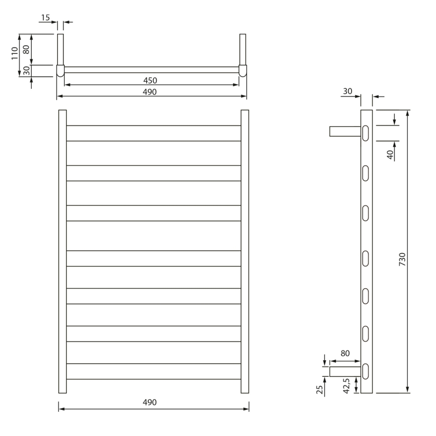 Sapho - Elektrický sušák na ručníky ELIAS 105W 73x49 cm matná bílá