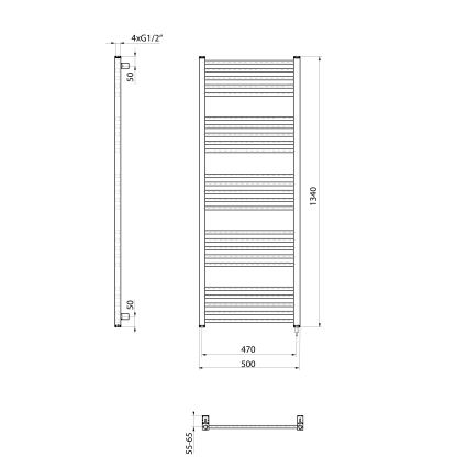 Sapho - Elektrický sušák na ručníky METRO-E 500W 134x50 cm matná černá