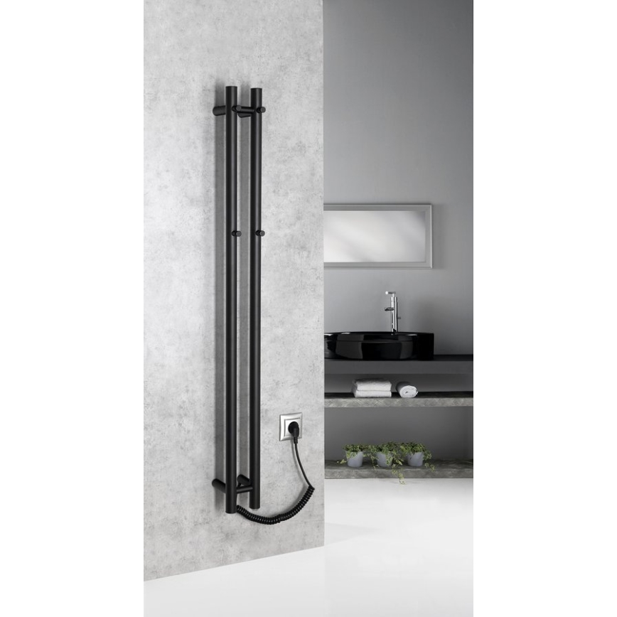 Sapho - Elektrický sušák ručníků PAPINADO 40W 120x11 cm matná černá