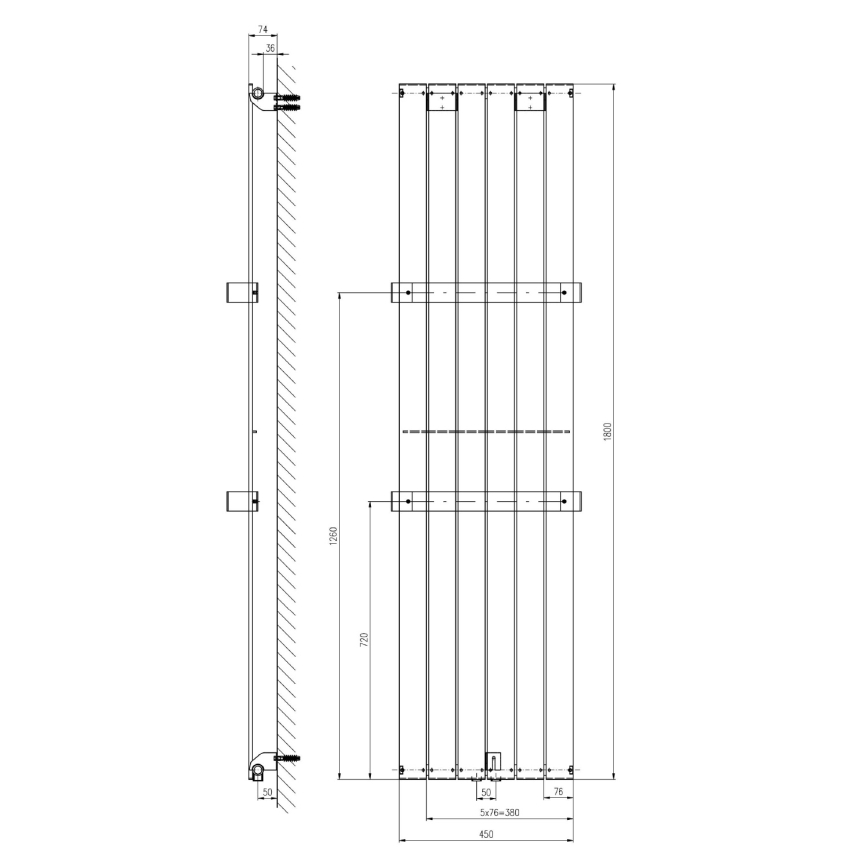 Sapho - Koupelnový radiátor COLONNA 180x45 cm černá