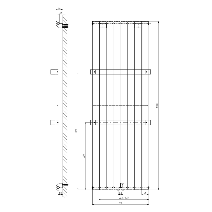 Sapho - Koupelnový radiátor COLONNA 180x60 cm stříbrná